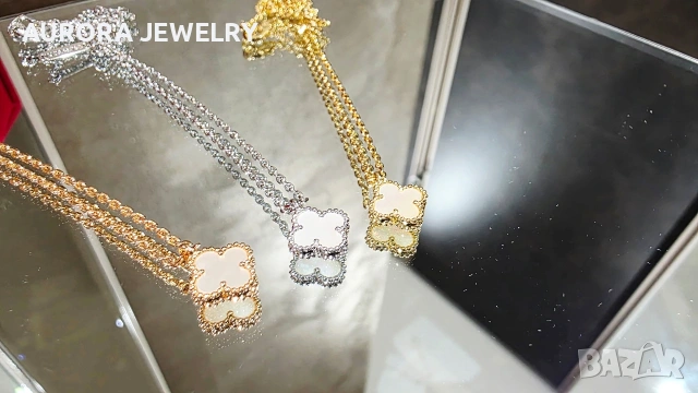 Van Cleef & Arpels VCA Gold Mother of Pearl Sweet Alhambra Clover Дамско Колие, снимка 2 - Колиета, медальони, синджири - 54309303