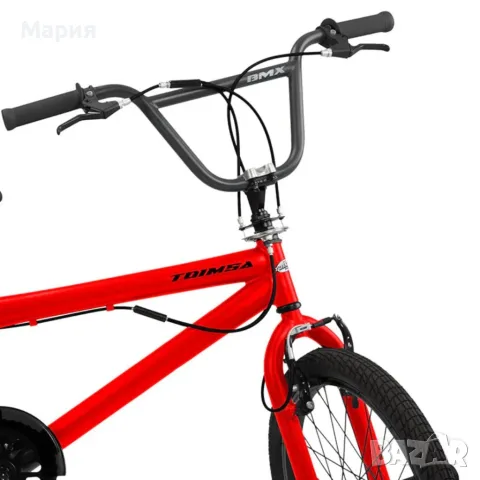 BMX велосипед TOIMSA 20” – Червен freestyle BMX с 360° ротор и V-Brake, снимка 2 - Детски велосипеди, триколки и коли - 55615260
