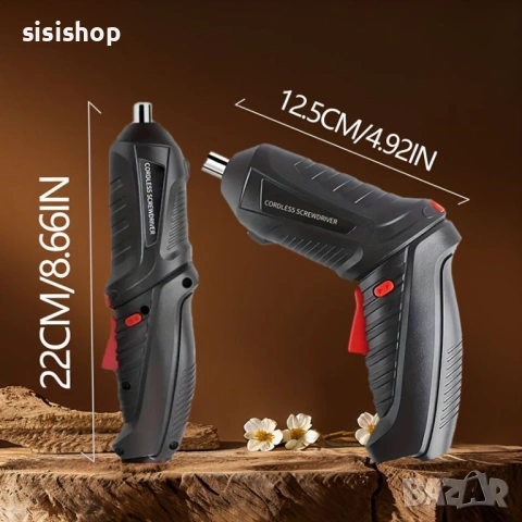 Компактен мини винтоверт с USB зареждане и кръстат накрайник 4940, снимка 7 - Винтоверти - 53994047