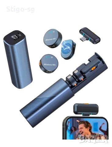 Безжичен лавалиерен микрофон, комплект 2 броя, USB, активна шумопотискаща технология