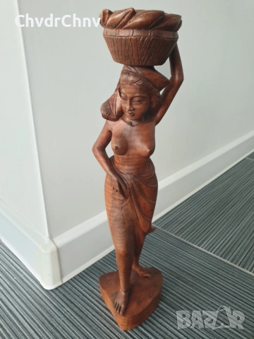 40см ръчна дърворезба статуетка/еротика/азиатска дървена скулптура/фигура на полугола жена