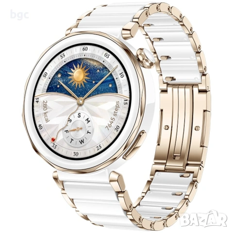 НОВ ТОП ЕНД Смарт часовник Huawei Watch GT 5 Pro, 42mm, Златист, Бял- 24мес гаранция, снимка 2 - Смарт часовници - 55015167