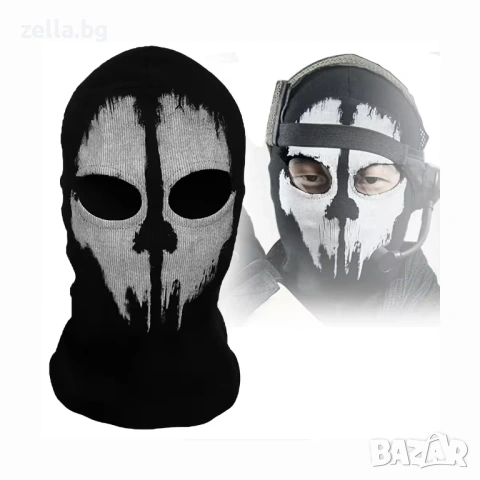 Балаклава с череп Call of Duty Ghost 100% памук – Маска за ски мотор еърсофт и пейнтбол черна 10025, снимка 3 - Рокли - 54655996