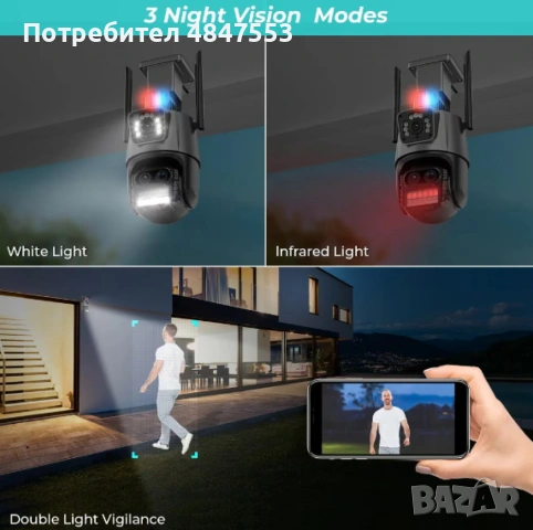 Камера за наблюдение 4K Ultra HD,8MP,датчик за движение,нощно виждане,двупосочна аудио връзка,водоус