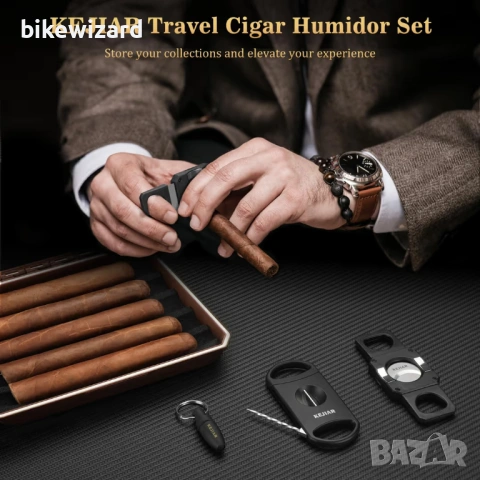 Комплект за хумидор за пури за пътуване с 2 резачки, перфоратор и хигрометър  НОВО, снимка 4 - Други стоки за дома - 54152584