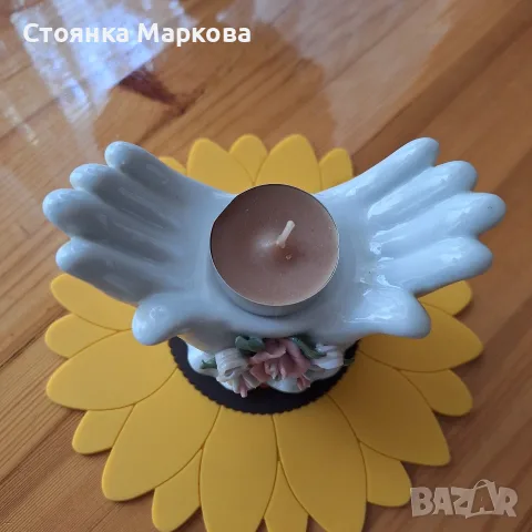 Керамичен свещник за чаена свещ, снимка 5 - Свещи и свещници (декоративни) - 55657077