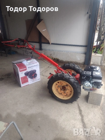 Мотоблок, мотокултиватор акме след основно сервизиране и рециклиране с фреза и нов двигател.