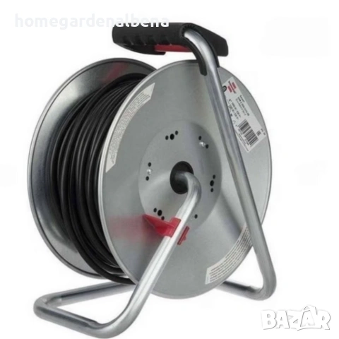 Електрически удължител с макара KraftRoyal 50 м, 4 гнезда, 2x2.5 мм², метален корпус, снимка 5 - Други инструменти - 54142785