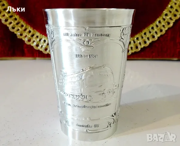 Калаена чаша за вино Локомотив,Влак 1884-1984 г. , снимка 5 - Антикварни и старинни предмети - 55492511