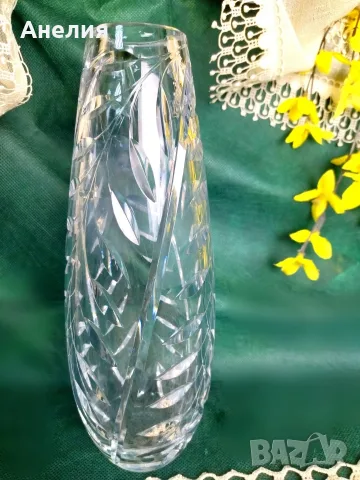 Кристална ваза 25 см, снимка 2 - Вази - 55639548