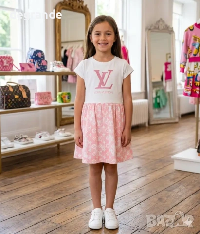 🎂 Детска Рокля с Камъни Louis Vuitton 2 4 6 8 10г.