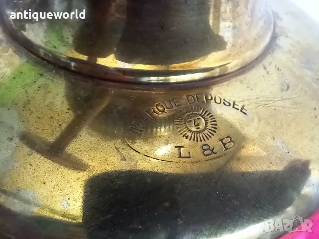 Lempereur & Bernard, Голяма Месингова Газена Лампа 2, снимка 4 - Антикварни и старинни предмети - 55507109