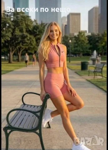 Nike Дамски Летен Комплект Къс Клин И Горнище С Цип👚🩳Дамски Къс Екип Найк - 2 Цвята Код A1701, снимка 2 - Спортни екипи - 55567456