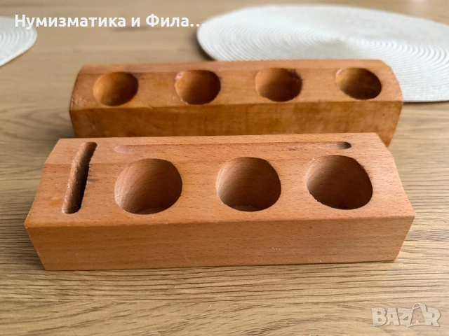 Два броя дървени стойки за тестери на злато и сребро, снимка 2 - Нумизматика и бонистика - 54877711