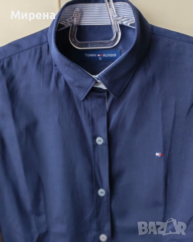 Тъмно синя риза Tommy Hilfiger, размер S, снимка 3 - Ризи - 54224231