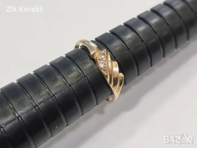Дамски златен пръстен с ковани камъни, снимка 9 - Пръстени - 55492854