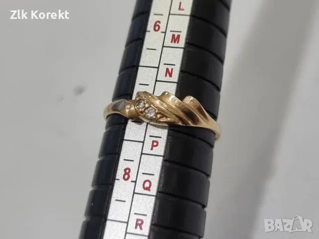 Дамски златен пръстен с ковани камъни, снимка 8 - Пръстени - 55492854