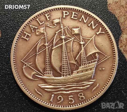 Монетu Великобритния - 2 бр.› Кралица Елизабет II(1955-1958), снимка 3 - Нумизматика и бонистика - 50110377