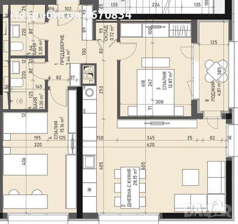 Продава УНИКАЛЕН 3-СТАЕН 109 кв.м+Склад + Гараж 23,5 метра, CENTRAL PARK – Без такса, снимка 4 - Апартаменти - 52680156