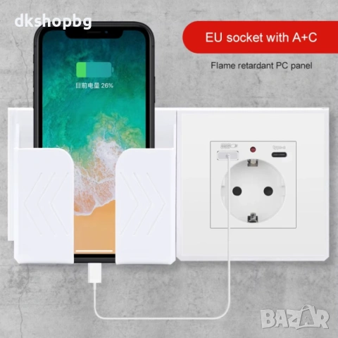  4619 Бял единичен контакт за вграждане 16A с USB-A и USB-C портове, снимка 2 - Ключове, контакти, щепсели - 54594526
