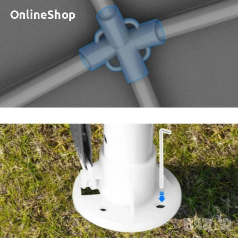 Къмпинг шатра MalTec, 3x3м, сива, стоманена конструкция, водоустойчив, снимка 3 - Градински мебели, декорация  - 54093727