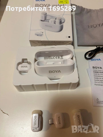  BOYA mini - микрофона система в бял цвят, снимка 2 - Микрофони - 54722473