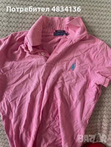 Тъмно розова тениска с яка polo Ralph Lauren
