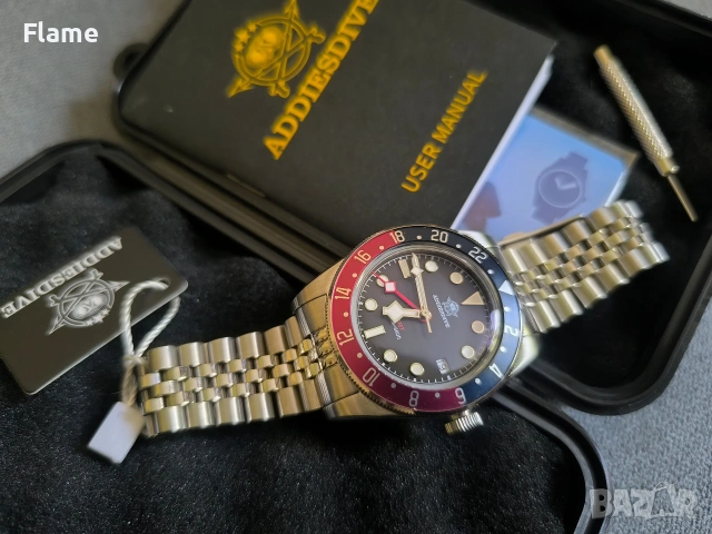Addiesdive GMT Swiss Ronda ГМТ часовник с втора часова зона дайвър швейцарски механизъм