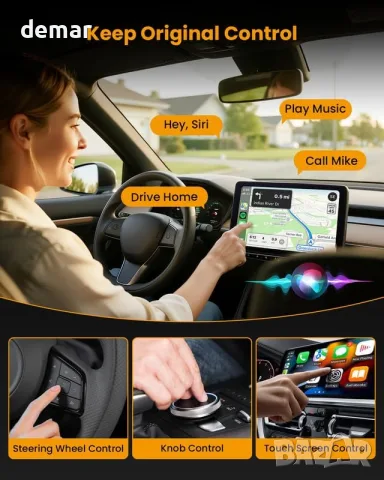 BANKKY безжичен CarPlay адаптер за iPhone, Dongle за iOS 10+ и 2016+ с кабел, снимка 8 - Аксесоари и консумативи - 55510909