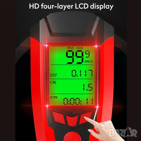 Фар за колело с километраж, фар за велосипед, презареждаем, компютър, сирена, клаксон, батерия, снимка 10 - Аксесоари за велосипеди - 54230411