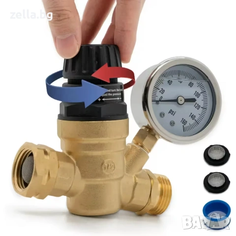 Регулатор на налягането на водата 3/4" с манометър – Редуктор до 160 PSI за напояване хидрофор 10367, снимка 7 - Други стоки за дома - 54685057