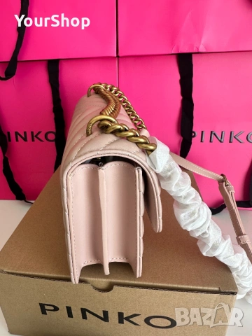 Дамска чанта PINKO Love One Mini DC в розов цвят, снимка 5 - Чанти - 54591861
