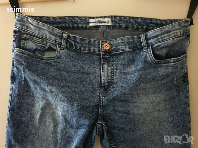 Мъжки skinny дънки Janina XL L29, сини с износен ефект, много добро състояние, снимка 5 - Дънки - 54606254