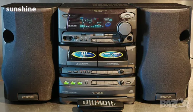 Kenwood RXD-500 2x100W, 3 CD changer, A/B cassette deck, AUX, 3-way Bass-reflex колони