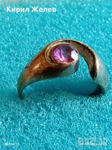 Сребърен пръстен синтетичен РУБИН майсторска ръчна изработка 54170, снимка 7 - Пръстени - 54013978