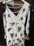 Бяла рокля със сиви цветя и паети, L-XL, снимка 2
