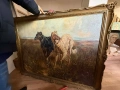 Старинно маслено платно "Руски борзои" – Музеен размер (140х110 см), снимка 7