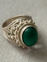Антикварен съветски сребърен пръстен с малахит, снимка 6