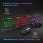 Rii игрова клавиатура и мишка комплект RGB подсветка QWERTZ водоустойчив USB, снимка 3
