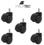 Комплект от 5 броя Колела за офис стол Malatec, полиуретан, снимка 2