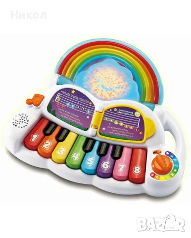 LeapFrog VTech Rainbow Piano, интерактивно пиано със звук и светлини, английски + испански , снимка 4 - Образователни игри - 55352542