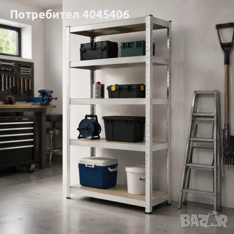 Професионален метален стелаж HÖGLER 205x120x45 см – 5 Рафта, до 880кг, регулируема височина, снимка 2 - Други - 55505302