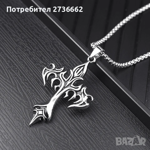 Колие Пламтящ Кръст , снимка 4 - Колиета, медальони, синджири - 54370151