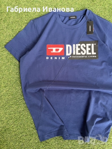 Синя мъжка тениска Diesel T-Diego Division | 100% памук | Размер L, снимка 2 - Тениски - 55509130