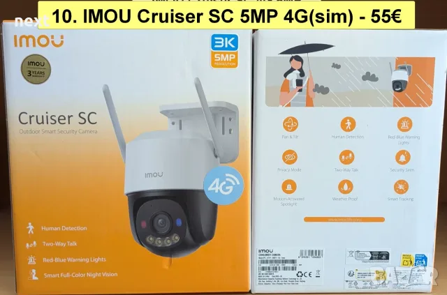 12 вида Wi-Fi IP камери IMOU Bullet 3 2C, Cruiser 2 2C Dual SC 4G, Cell PT Lite, AOV PT 4G sim и NVR, снимка 11 - IP камери - 55011668