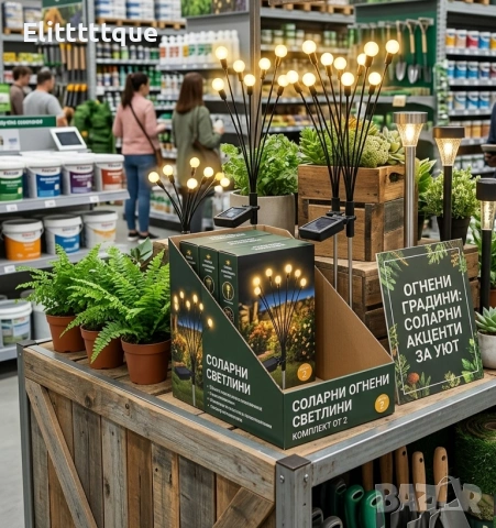 Соларни градински лампи "Светулки" 6 LED, комплект 2 броя