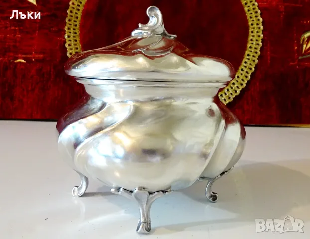 Калаена захарница 500 мл.,Art Nouveau,печат,калаена сватба. 