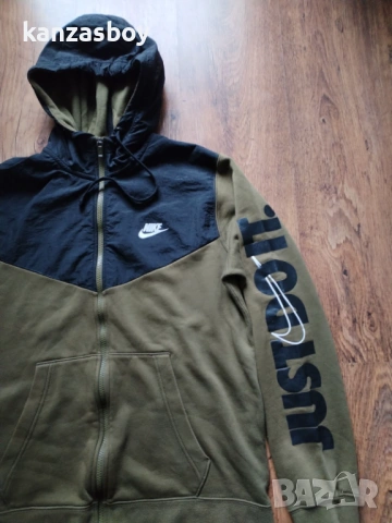 NIKE NSW HBR HOODIE FZ FLC OLIVE - страхотно мъжко горнище М, снимка 6 - Спортни дрехи, екипи - 53999348