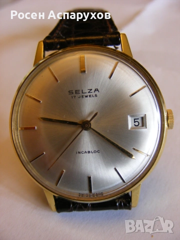 Прекрасен Selza 17 Jewels Incabloc Swiss Made, снимка 12 - Мъжки - 54763902