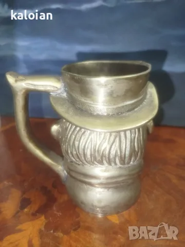 Винтидж фигурална халба от масивен месинг, известна в традицията като „Toby Jug“ или „Toby Mug“, снимка 5 - Антикварни и старинни предмети - 55645730